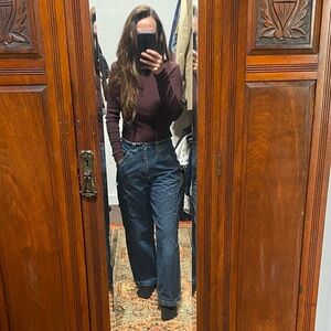 VTG WRANGLER 90s Y2K Wide Leg Baggy Big Pockets & Zippers Blue Jeans